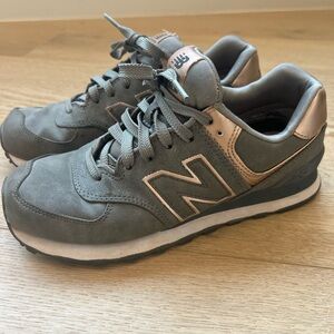 New Balance Gray and Rose Gold Sneakers